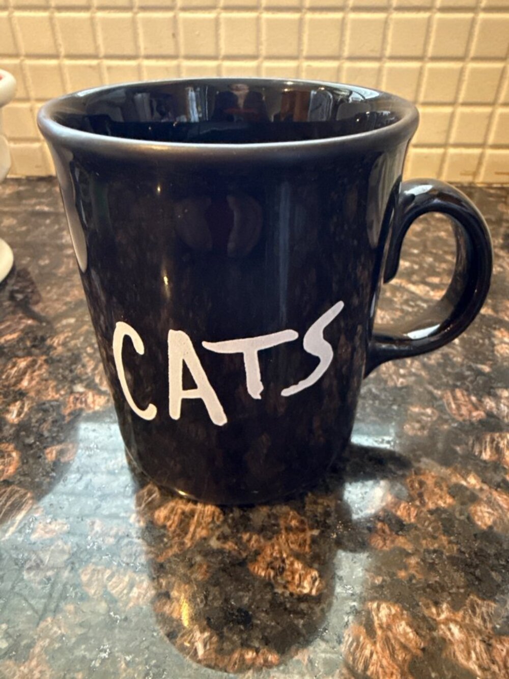 Vintage Black Ceramic Cats Mug With City Names Made In England Bold Lettering Co